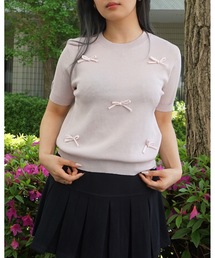 Chouchour（シュシュール）の「【chouchour/シュシュール】ショート丈リボンデザインプルオーバーサマーニット（ニット/セーター）」