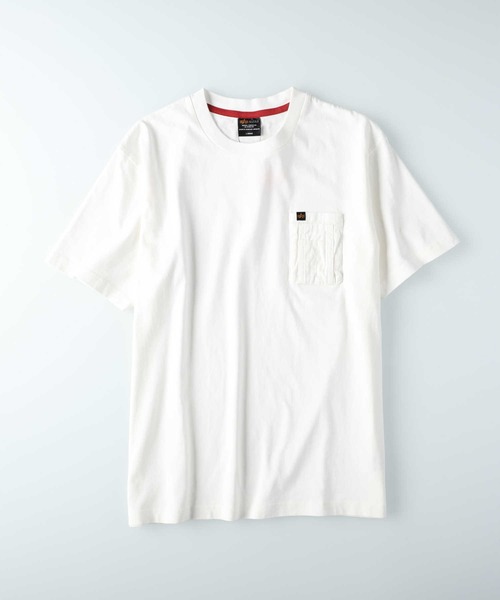 ALPHA_(アルファ)の「ALPHA(アルファ)胸ポケTシャツ(Tシャツ/カットソー・メンズ・ホワイト/ネイビー/ベージュ・L/XL/M)」の2枚目の写真
