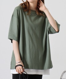 リネンストレッチ半袖アンサンブルTシャツ