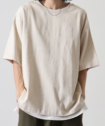 リネンストレッチ半袖アンサンブルTシャツ