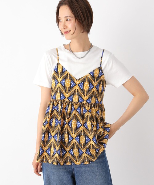 LEPSIM（レプシィム）の「アフリカンプリントキャミ　118320（シャツ/ブラウス・レディース・ピンク/グリーン/オレンジ・FREE）」の2枚目の写真