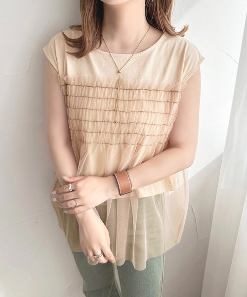 apres jour（アプレジュール）の「チュールドッキングＴ【ZOZOTOWN限定アイテム】（Tシャツ/カットソー・レディース・チャコールグレー/ピンクベージュ/アイボリー・X-LARGE/フリー）」の16枚目の写真