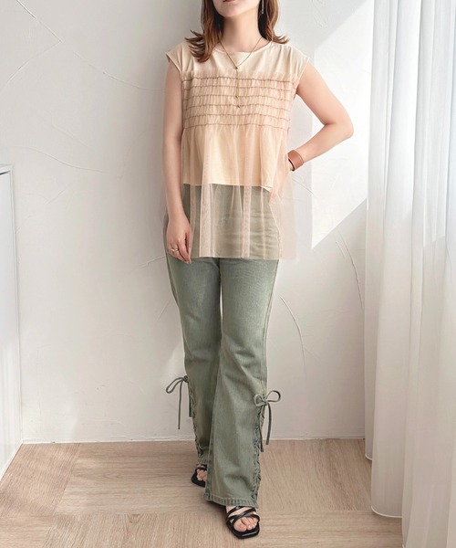 apres jour（アプレジュール）の「チュールドッキングＴ【ZOZOTOWN限定アイテム】（Tシャツ/カットソー・レディース・チャコールグレー/ピンクベージュ/アイボリー・X-LARGE/フリー）」の14枚目の写真