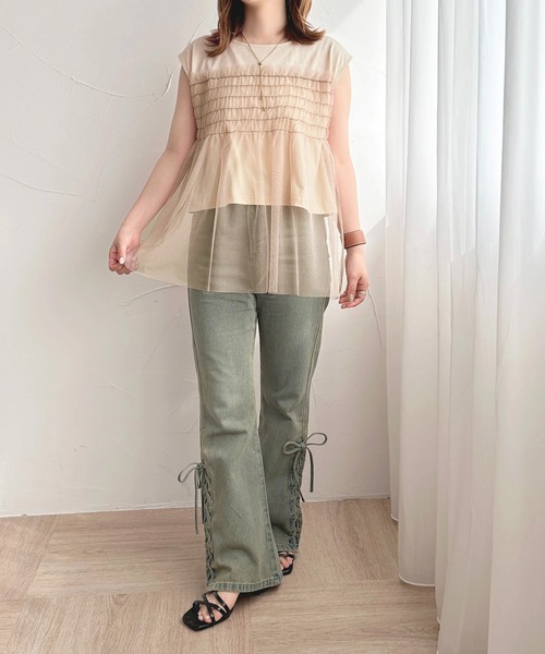 apres jour（アプレジュール）の「チュールドッキングＴ【ZOZOTOWN限定アイテム】（Tシャツ/カットソー・レディース・チャコールグレー/ピンクベージュ/アイボリー・X-LARGE/フリー）」の13枚目の写真