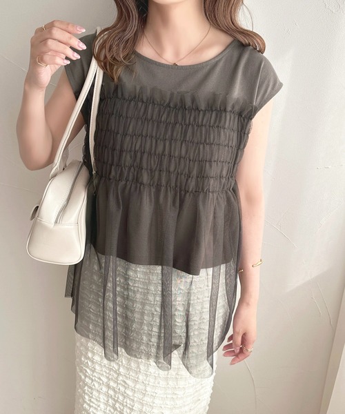 apres jour（アプレジュール）の「チュールドッキングＴ【ZOZOTOWN限定アイテム】（Tシャツ/カットソー・レディース・チャコールグレー/ピンクベージュ/アイボリー・X-LARGE/フリー）」の21枚目の写真