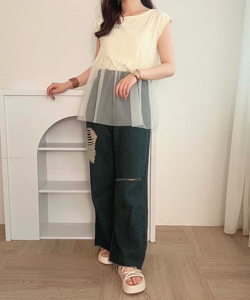 apres jour（アプレジュール）の「チュールドッキングＴ【ZOZOTOWN限定アイテム】（Tシャツ/カットソー・レディース・チャコールグレー/ピンクベージュ/アイボリー・X-LARGE/フリー）」の7枚目の写真