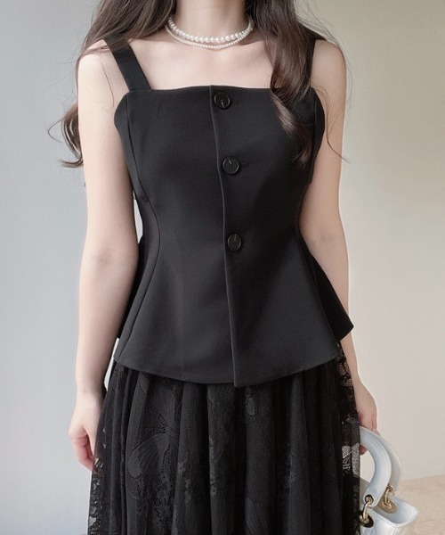 ABITOKYO(アビトーキョー)の「ペプラムフリルキャミソール(キャミソール・レディース・アイボリー/ブラック・M/L/XL)」の3枚目の写真