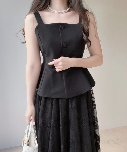 ABITOKYO(アビトーキョー)の「ペプラムフリルキャミソール(キャミソール・レディース・アイボリー/ブラック・M/L/XL)」の4枚目の写真