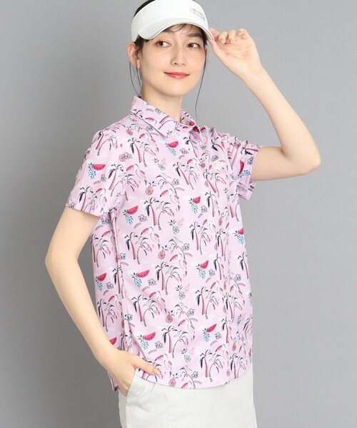 adabat（アダバット）の「◆【吸水速乾】サマーリゾート柄 半袖シャツ（シャツ/ブラウス・レディース・ピンク系/ピンク系5・38/40/42）」の2枚目の写真