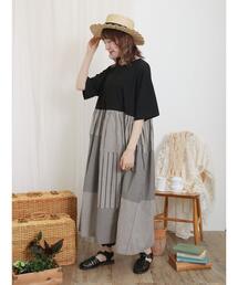 Samansa Mos2 | 【接触冷感】パッチワークドッキングワンピース(ワンピース)