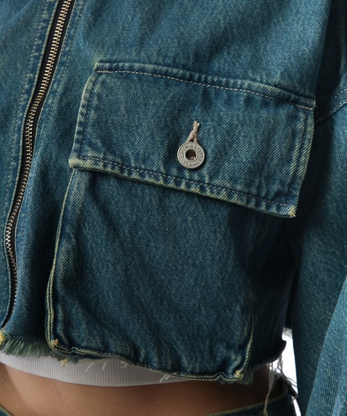 SPIRALGIRL（スパイラルガール）の「3Dポケットデザインデニムショートジャケット（デニムジャケット・レディース・ブラック/ブルー・FREE）」の12枚目の写真