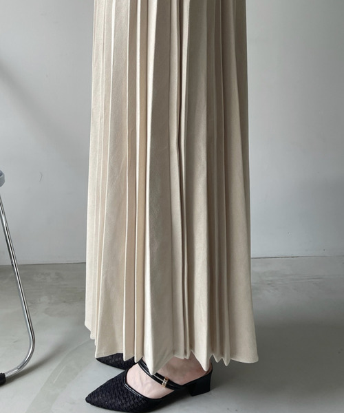 Ada.(エイダ)の「ウエストゴムで楽ちん♪ ポンチ スウェード プリーツ ロングスカート(スカート・レディース・アイボリー/グリーン/ボルドー/ダークグレー・FREE)」の17枚目の写真