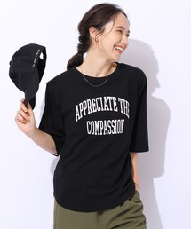 SHOO・LA・RUE | 【洗える/綿100%/プチプラ】アウトも決まる ラウンドヘム プリントTシャツ(Tシャツ/カットソー)
