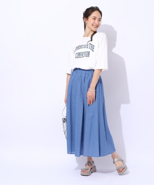 SHOO・LA・RUE（シューラルー）の「【洗える/綿100%/プチプラ】アウトも決まる ラウンドヘム プリントTシャツ（Tシャツ/カットソー・レディース・ピンク系6/グリーン系1/ホワイト系1/ベージュ系その他4/ブラック系2/ホワイト系3・02/04/03）」の15枚目の写真