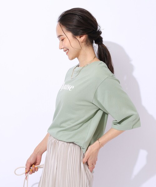 SHOO・LA・RUE（シューラルー）の「【洗える/綿100%/プチプラ】アウトも決まる ラウンドヘム プリントTシャツ（Tシャツ/カットソー・レディース・ピンク系6/グリーン系1/ホワイト系1/ベージュ系その他4/ブラック系2/ホワイト系3・02/04/03）」の18枚目の写真