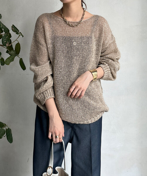 DouDou（ドゥドゥ）の「ラメモヘヤメッシュプルオーバー（ニット