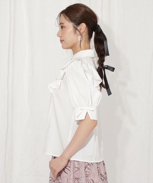 WILLSELECTION（ウィルセレクション）の「スリーブリボンブラウス（シャツ/ブラウス・レディース・ピンク/オフホワイト/ブラック・FREE）」の5枚目の写真
