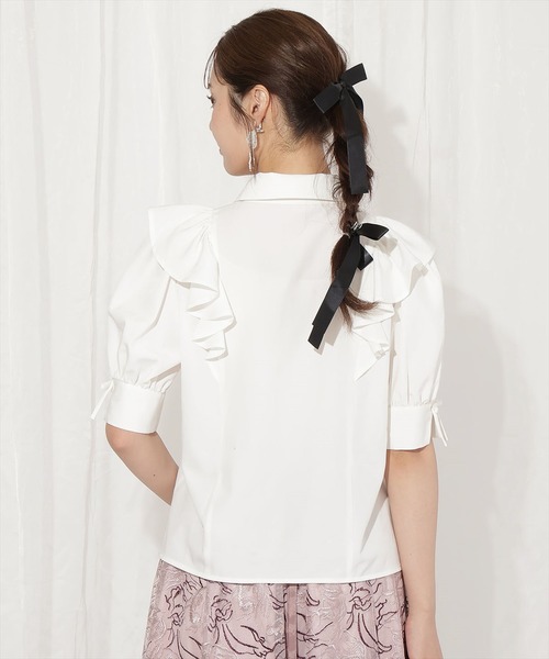 WILLSELECTION（ウィルセレクション）の「スリーブリボンブラウス（シャツ/ブラウス・レディース・ピンク/オフホワイト/ブラック・FREE）」の6枚目の写真