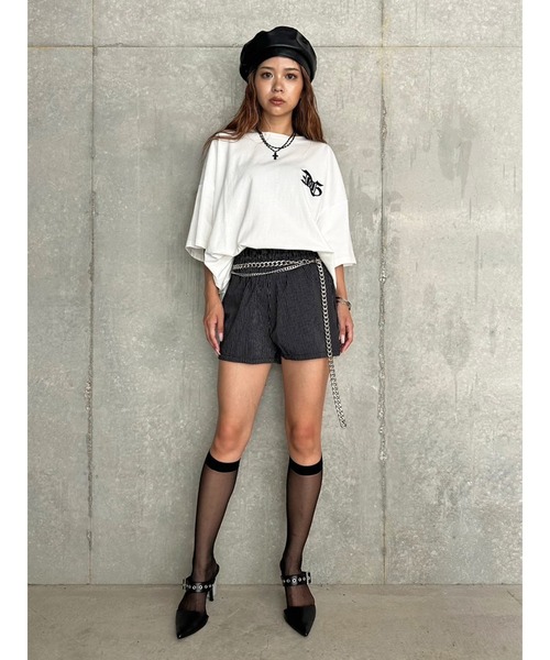 EGOIST（エゴイスト）の「BIG刺繍ユニセックス TシャツⅡ（Tシャツ/カットソー・レディース・ブラック/パープル/ホワイト・FREE）」の19枚目の写真