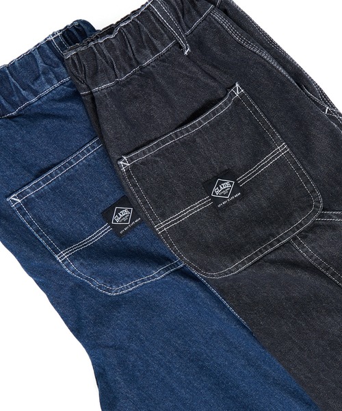 GLAZOS（グラソス）の「【大人向けサイズあり】デニム・配色ステッチペインターパンツ（その他パンツ・キッズ・ブラック/インディゴブルー・S/M/L/LL）」の12枚目の写真