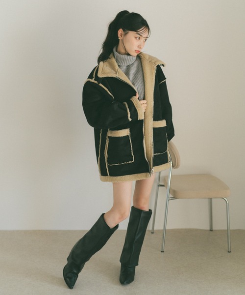 リバーシブルムートンボアコート（ムートンコート）｜VANNIE U
