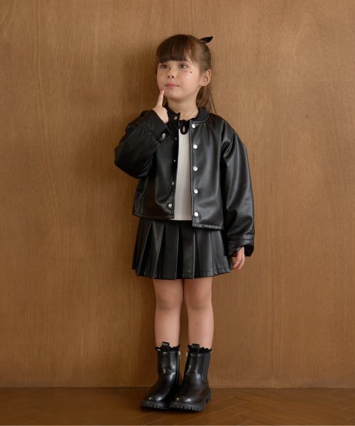 Lycee mine（リセマイン）の「【やわらか合皮】ブルゾン（ブルゾン・キッズ・ブラック・100cm/110cm/120cm/130cm/140cm/150cm）」の15枚目の写真