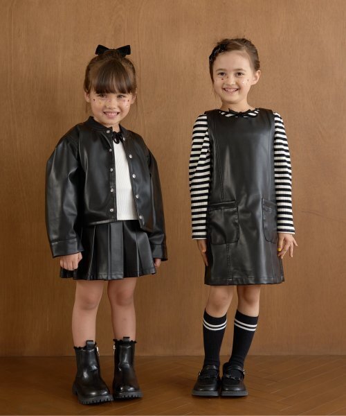 Lycee mine（リセマイン）の「【やわらか合皮】ブルゾン（ブルゾン・キッズ・ブラック・100cm/110cm/120cm/130cm/140cm/150cm）」の21枚目の写真