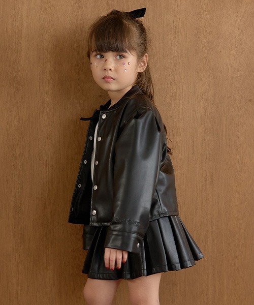 Lycee mine（リセマイン）の「【やわらか合皮】ブルゾン（ブルゾン・キッズ・ブラック・100cm/110cm/120cm/130cm/140cm/150cm）」の3枚目の写真