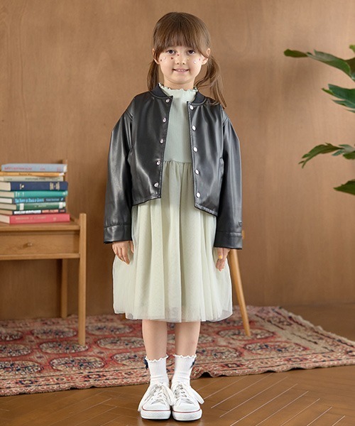 Lycee mine（リセマイン）の「【やわらか合皮】ブルゾン（ブルゾン・キッズ・ブラック・100cm/110cm/120cm/130cm/140cm/150cm）」の5枚目の写真