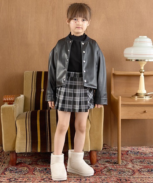 Lycee mine（リセマイン）の「【やわらか合皮】ブルゾン（ブルゾン・キッズ・ブラック・100cm/110cm/120cm/130cm/140cm/150cm）」の6枚目の写真