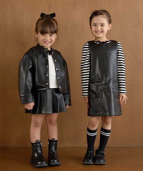 Lycee mine（リセマイン）の「【やわらか合皮】ブルゾン（ブルゾン・キッズ・ブラック・100cm/110cm/120cm/130cm/140cm/150cm）」の8枚目の写真