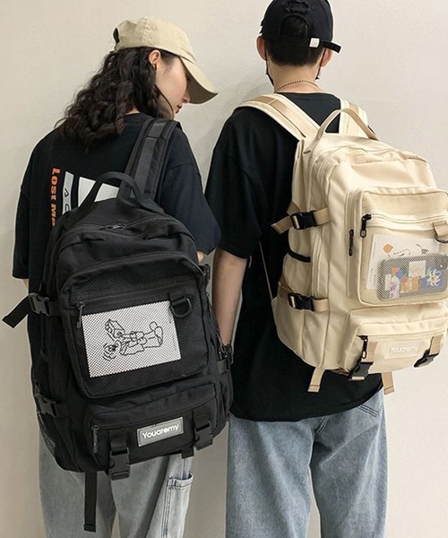 florist(フローリスト)の「【大容量・撥水】カジュアルストリートポイントメッシュリュックサック/バックパック(バックパック/リュック・レディース・オフホワイト/ブラック・FREE)」の3枚目の写真