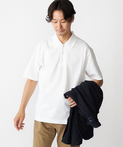 SHIPS（シップス）の「SHIPS: 鹿の子 ニット カラー ポロシャツ（ポロシャツ・メンズ・ホワイト/ネイビー/チャコールグレー・SMALL/MEDIUM/LARGE/X-LARGE）」の15枚目の写真