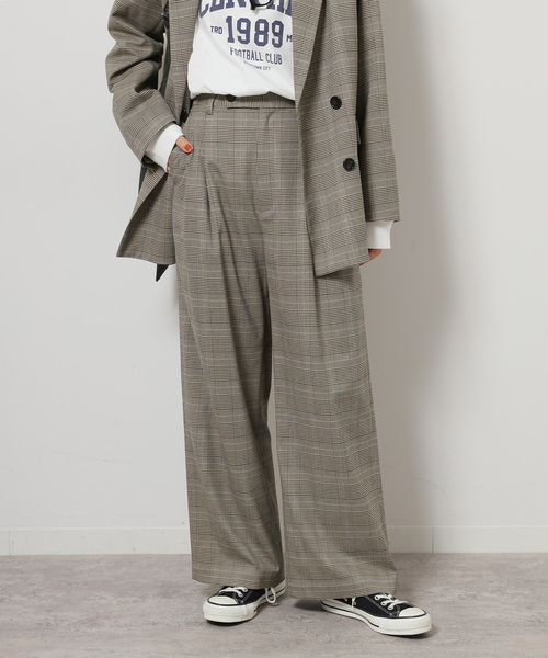 JOURNAL STANDARD relume（ジャーナルスタンダード　レリューム）の「チェックセミワイドパンツ（スラックス・レディース・ブラウン/グレー/ベージュ・36/38）」の3枚目の写真