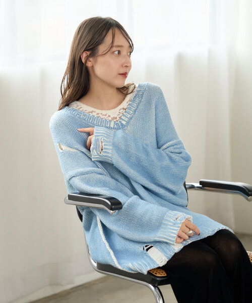 kastane デニムニット Kastane（カスタネ） ニット セーター 「新色追加/6色展開」B 袖配色