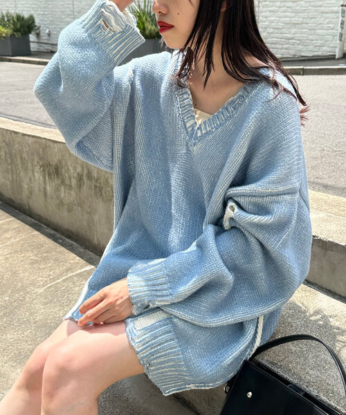 kastane デニムニット Kastane（カスタネ） ニット セーター 「新色追加/6色展開」B 袖配色