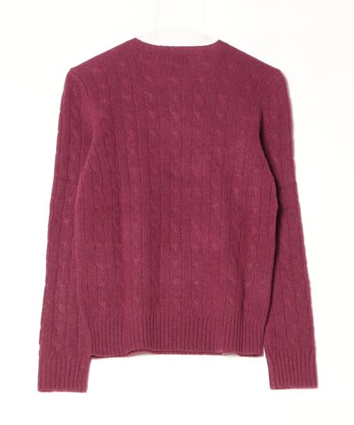 【良品】ポロラルフローレン カシミア混スモーキーピンクウールケーブルニット　S ケーブルニット ウールカシミヤ セーター （ニット・セーター