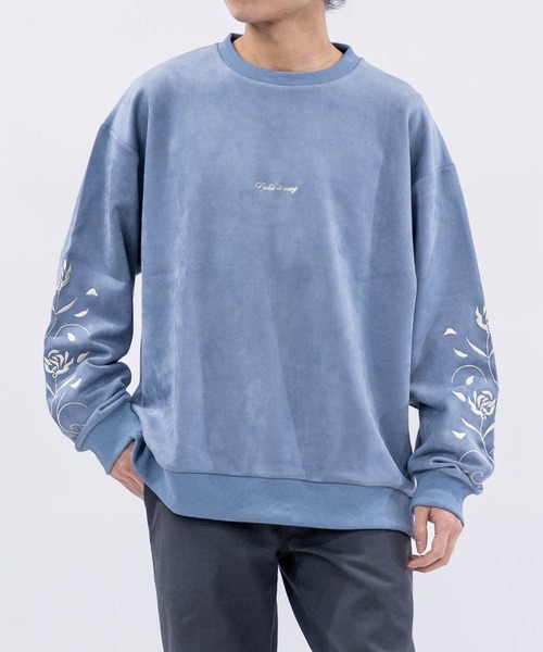 Naive magic（ナイーブマジック）の「【a】カットスウェード アームフラワーエンブロイダリー クルーネック スウェット（スウェット・メンズ・チャコールグレー/ブルー/グレイッシュベージュ/ブルーグレー/ミント/ライトグレー・MEDIUM/LARGE）」の19枚目の写真