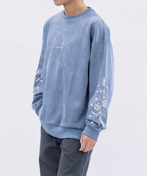 Naive magic（ナイーブマジック）の「【a】カットスウェード アームフラワーエンブロイダリー クルーネック スウェット（スウェット・メンズ・チャコールグレー/ブルー/グレイッシュベージュ/ブルーグレー/ミント/ライトグレー・MEDIUM/LARGE）」の20枚目の写真