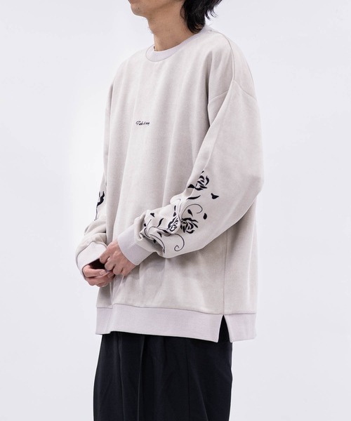 Naive magic（ナイーブマジック）の「【a】カットスウェード アームフラワーエンブロイダリー クルーネック スウェット（スウェット・メンズ・チャコールグレー/ブルー/グレイッシュベージュ/ブルーグレー/ミント/ライトグレー・MEDIUM/LARGE）」の14枚目の写真