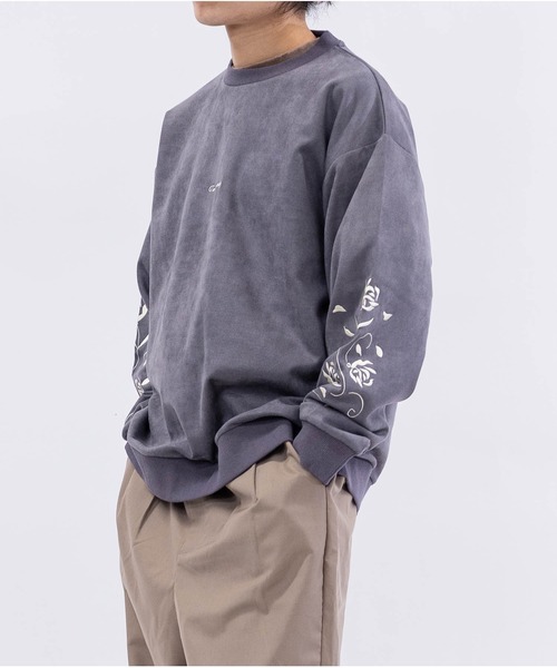Naive magic（ナイーブマジック）の「【a】カットスウェード アームフラワーエンブロイダリー クルーネック スウェット（スウェット・メンズ・チャコールグレー/ブルー/グレイッシュベージュ/ブルーグレー/ミント/ライトグレー・MEDIUM/LARGE）」の8枚目の写真
