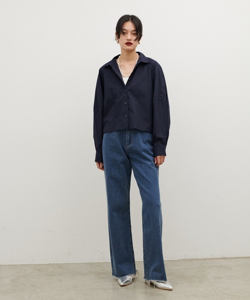 LARUTA(ラルータ)の「【LARUTA】クロップド丈シャツ(シャツ/ブラウス・レディース・ネイビー/オフホワイト/サックスブルー・FREE)」の22枚目の写真