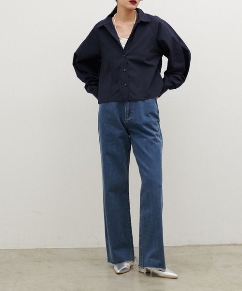 LARUTA(ラルータ)の「【LARUTA】クロップド丈シャツ(シャツ/ブラウス・レディース・ネイビー/オフホワイト/サックスブルー・FREE)」の21枚目の写真