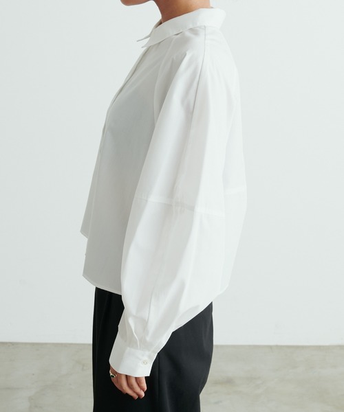 LARUTA(ラルータ)の「【LARUTA】クロップド丈シャツ(シャツ/ブラウス・レディース・ネイビー/オフホワイト/サックスブルー・FREE)」の9枚目の写真