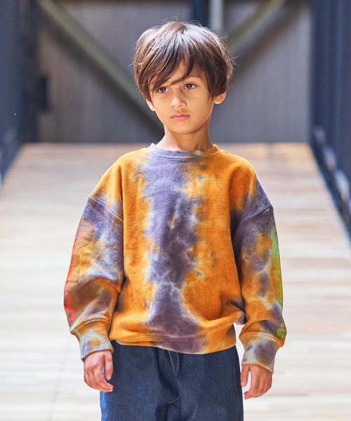 BIG FIELD（ビッグフィールド）の「タイダイショルダープリントスウェット（スウェット・キッズ・チャコール/ピンク/ブルー・80/90/95/100/110/120/130/140/150）」の19枚目の写真