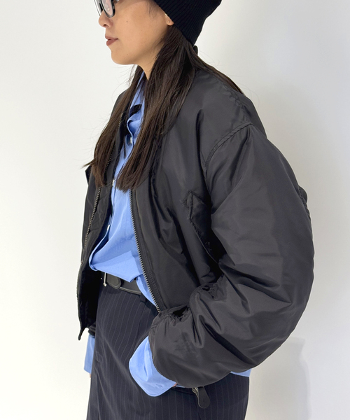 AP STUDIO（エーピーストゥディオ）の「【TOP KHAKI/トップカーキ】SHORT MA-1（MA-1・レディース・ブラック/ホワイト・38/36）」の7枚目の写真