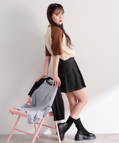 favclo.（ファブクロ）の「Color Block Big Logo Tee / カラーブロック ビッグロゴTシャツ（Tシャツ/カットソー・レディース・オフホワイト/グレー・FREE）」の12枚目の写真