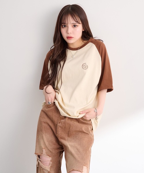 favclo.（ファブクロ）の「Color Block Big Logo Tee / カラーブロック ビッグロゴTシャツ（Tシャツ/カットソー・レディース・オフホワイト/グレー・FREE）」の18枚目の写真