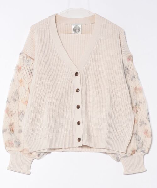 ScoLar（スカラー）の「143648：ニット×おめかしネコちゃん チュール切替カーディガン（カーディガン/ボレロ・レディース・ブルー/ブラック/アイボリー・M）」の2枚目の写真