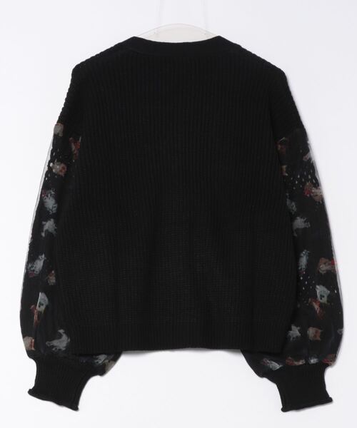 ScoLar（スカラー）の「143648：ニット×おめかしネコちゃん チュール切替カーディガン（カーディガン/ボレロ・レディース・ブルー/ブラック/アイボリー・M）」の4枚目の写真